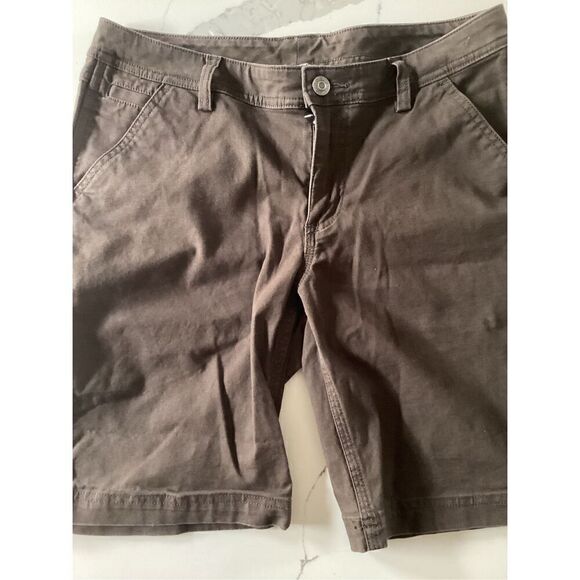 Duluth Trading Co Brown Canvas Cargo Shorts Sz 8 Stretch Womens - Picture 1 of 8